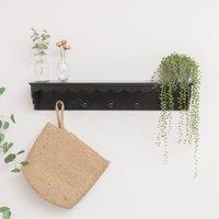 Melody Maison Black Painted Scalloped Edge Coat Peg Rail Hooks With Shelf - 80cm
