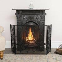 Melody Maison Black Geometric Detailed Metal Fire Screen - 106cm X 62.5cm | Size: 106 cm X 62.5 cm