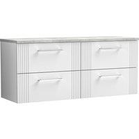 Balterley 4 Drawer Wall Hung Vanity Unit Grey Laminate Worktop, White 1200mm