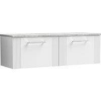 Balterley 2 Drawer Wall Hung Vanity Unit Grey Laminate Worktop, White 1200mm
