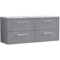 Balterley 4 Drawer Wall Hung Vanity Unit Grey Laminate Worktop, Grey 1200mm