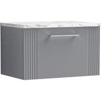 Balterley 1 Drawer Wall Hung Vanity Unit Marble Laminate Worktop, Grey 600mm
