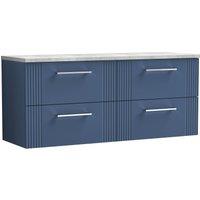 Balterley 4 Drawer Wall Hung Vanity Unit Grey Laminate Worktop, Blue 1200mm