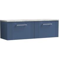 Balterley 2 Drawer Wall Hung Vanity Unit Grey Laminate Worktop, Blue 1200mm
