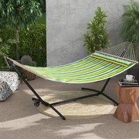 OUTSUNNY Hammock Stand with Wheels, Adjustable Hammock Net Stand with Carry Bag, Black