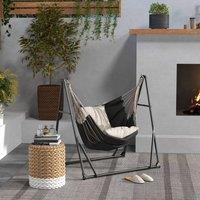 OUTSUNNY Foldable Hammock Stand, 2 in 1 Hammock Net Stand, Hammock Chair Stand, Black