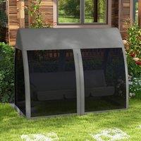 OUTSUNNY Swing Chair Lounger Bed Hammock 3 Person Mesh Wall Canopy Grey Garden Patio