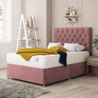 Bed Choices Windsor Divan Bed With 2 drawers, Mattress & 26 Headboard - Plush Velvet in Pink | Size: Double