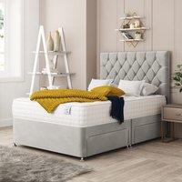 Bed Choices Windsor Divan Bed With 2 drawers, Mattress & 26 Headboard - Plush Velvet in Silver | Size: Small Double