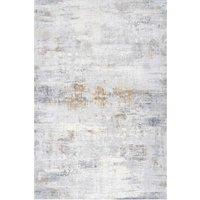 Kukoon Silver Grey Metallic Distressed Abstract Rug in Light Grey | Size: 200 cm x 290 cm