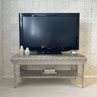 Downton Interiors Silver Embossed Metal Coffee Table / TV Stand - Agadir Range | Size: Large