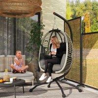 OUTSUNNY Hanging Swing Chair w/ Thick Cushion, Rope Structure Patio Hanging Chair in Dark Grey