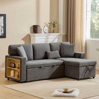 Matteo L-Shaped Corner Sofa Bed with Storage & Extendable Sleeping Area in Dark Grey