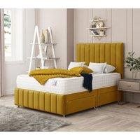 Bed Choices Moscow Divan Bed 4 drawers, Mattress & 26 Headboard in Mustard | Size: King