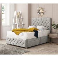 Bed Choices Regency Upholstered Divan Bed With 4 drawers, Mattress & 26 Headboard in Silver | Size: Small Double