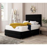 Bed Choices Valencia Upholstered Divan Bed With 4 drawers, Mattress & 26 Headboard in Black | Size: Small Double