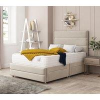 Bed Choices Valencia Upholstered Divan Bed With 4 drawers, Mattress & 26 Headboard in Cream | Size: Small Double
