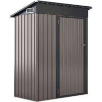 Costway All-Weather Storage Shed Utility Tool House Top Sloping Design-Warm in Grey