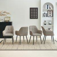 SONARA Ergonomic Set of 4 Dining Chairs with Plush Chenille Fabric in Light Brown