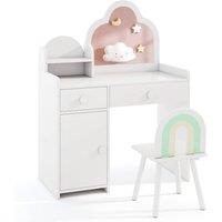 Costway Kids Vanity Table & Chair Set Girls Vanity Set w/ Cloud-shaped Mirror White