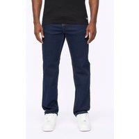 Crosshatch Detendu Men's Relaxed-Fit Stretch Denim Jeans with Zip Fly in Navy | Size: 34R