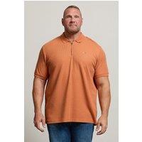 BadRhino Men's Waffle Texture Zip Polo Shirt in Orange | Size: 1XL