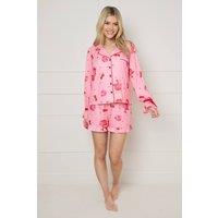 Dorothy Perkins Women's Pink Cakes Long Sleeve Bow Cuff Jersey Pyjama Set | Size: Medium