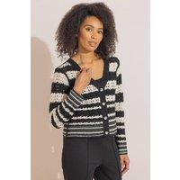 Klass. Women's Stripe Crochet Knitted Cardigan | Size: Medium/Large