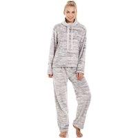 Camille Women's Speckled Supersoft Fleece Pyjama Set in Grey | Size: 8-10