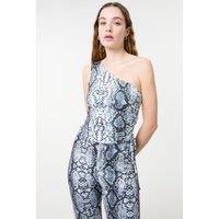 Pink Vanilla Women's Black Snake Asymmetric Top | Size: Large
