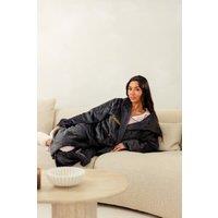 Lulabay Women's Personalised Two Tone Dressing Gown in Charcoal | Size: 8-10