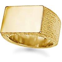 Jewelco London Men's 9ct Gold Engravable Barked Initial Blank Plate Signet Ring | Size: W