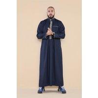 Thobez Men's Muslim Islam Eid Nehru Collar Thobe in Navy | Size: 58R