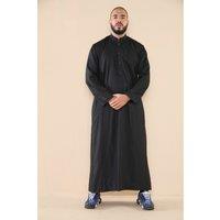 Thobez Men's Muslim Nehru Collar Eid Thobe in Black | Size: 54R