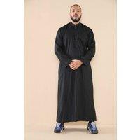 Thobez Men's Muslim Nehru Collar Eid Thobe in Black | Size: 56R