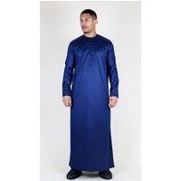 Thobez Men's Satin Emirati Thobe Islamic Clothing in Navy | Size: 60R