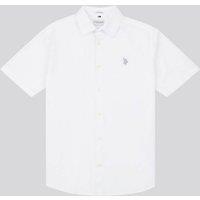 U.S. POLO ASSN. Men's Mens Linen Blend Short Sleeve Shirt in White | Size: Medium