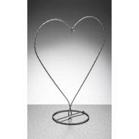 Sienna Glass Heart Shaped Metal Ornament Stand Silver in Metallic Silver
