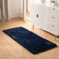 OHS Soft Fluffy Runner Rug Anti-Slip Floor Mat in Navy | Size: 60 cm x 150 cm