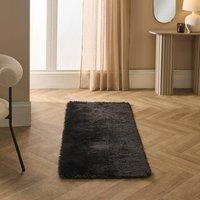 OHS Soft Fluffy Runner Rug Anti-Slip Floor Mat in Black | Size: 60 cm x 150 cm