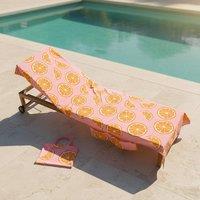 OHS Tropical Fruit Beach Towel with Bag Quick Dry Absorbent Travel Spa in Pink