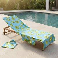 OHS Tropical Fruit Beach Towel with Bag Quick Dry Absorbent Travel Spa in Blue