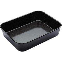 MasterClass Professional Vitreous Enamel Roasting Pan 34x26X7cm in Black | Size: 34 x 26 x 7 cm