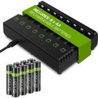 Venom Rechargeable Battery Charging Dock plus 8 x AA 2100mAh Batteries in Black