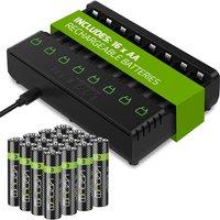Venom Rechargeable Battery Charging Dock plus 16 x AA 2100mAh in Black | Size: 17 Pack