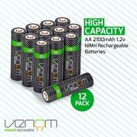 Venom Rechargeable AA Batteries - High Capacity 2100mAh (12-Pack) in Black | Size: 13 Pack