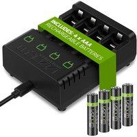 Venom Rechargeable Battery Charging Dock plus 4 x AAA 800mAh Batteries in Black