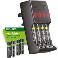 Venom Pro Charge Plug In Wall Battery Charger plus 4 x AAA Rechargeable Batteries in Black | Size: 5 Pack