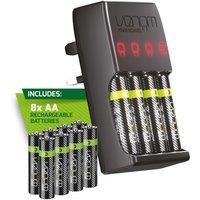 Venom Pro Charge Plug In Wall Charger plus 8 x AA Rechargeable Batteries in Black | Size: 9 Pack