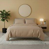 Snug City Flannelette Cotton Duvet Cover Set Soft Brushed Warm Bedding Set in Beige | Size: Double